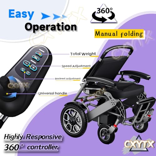 Intelligent Power Wheelchairs for Adults, All Terrain Heavy Duty Electric Wheelchair, Remote Control Walking Lightweight Portable Wheelchair,500W Powerful Motor & 12+ mi Cruise Range,26ah