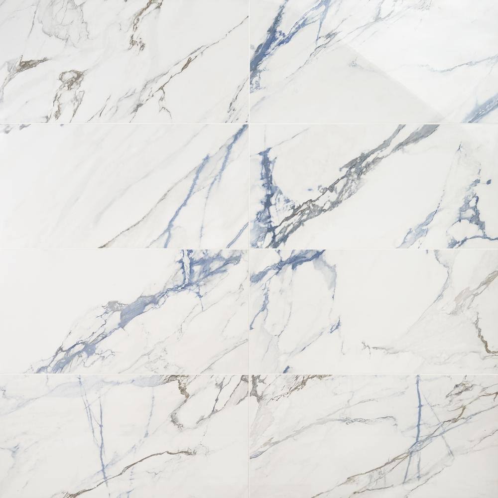Ivy Hill Tile Calacatta Indigo 12 in. x 24 in. Polished Porcelain Floor and Wall Tile (6-Piece, 11.62 Sq. ft./Case)