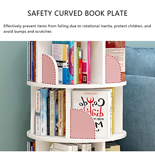 2/3/4/5/6 Tier Revolving Bookshelf Revolving Bookcase 360° Display Rack White Bookshelf Rotating Round Bookcase Wooden for Living Room Bedroom(Size:40 * 40 * 98cm)