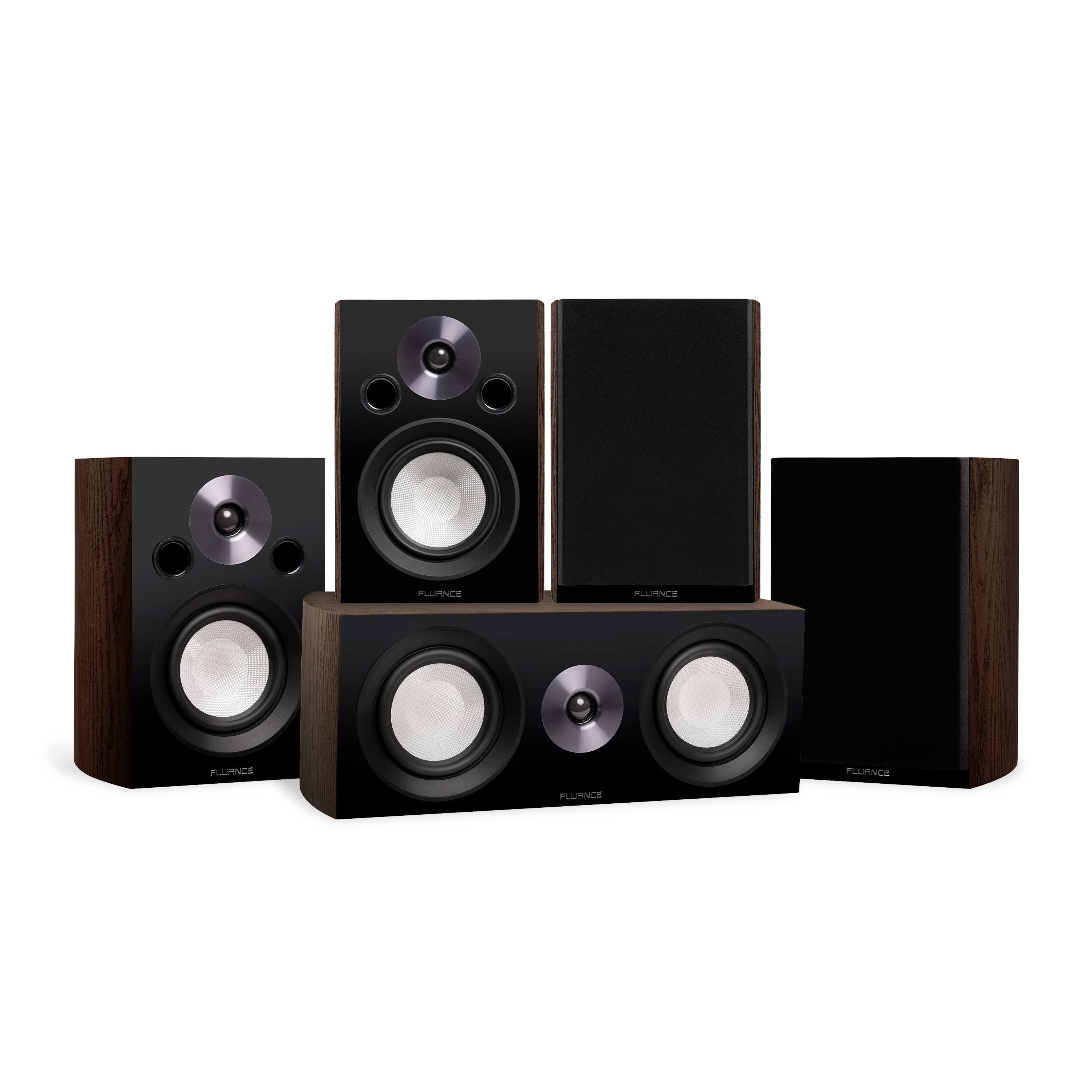 Fluance Reference Compact Surround Sound Home Theater 5.0 Channel Speaker System - Natural Walnut (X850WC)