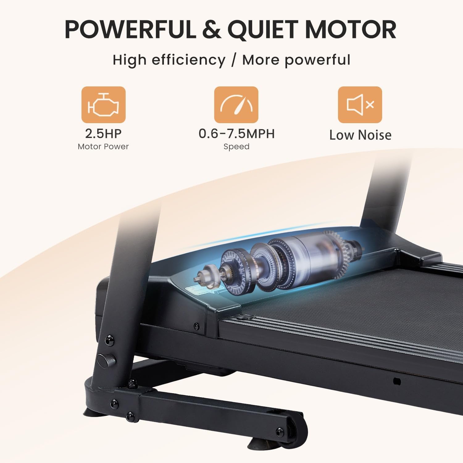 Treadmill - 2.5 HP Folding Treadmill, Easy to Move, with 3-Speed Incline Adjustment and 12 Preset Programs, 3 Countdown Modes, Heart Rate, Bluetooth, etc. Suitable for Home and Gym