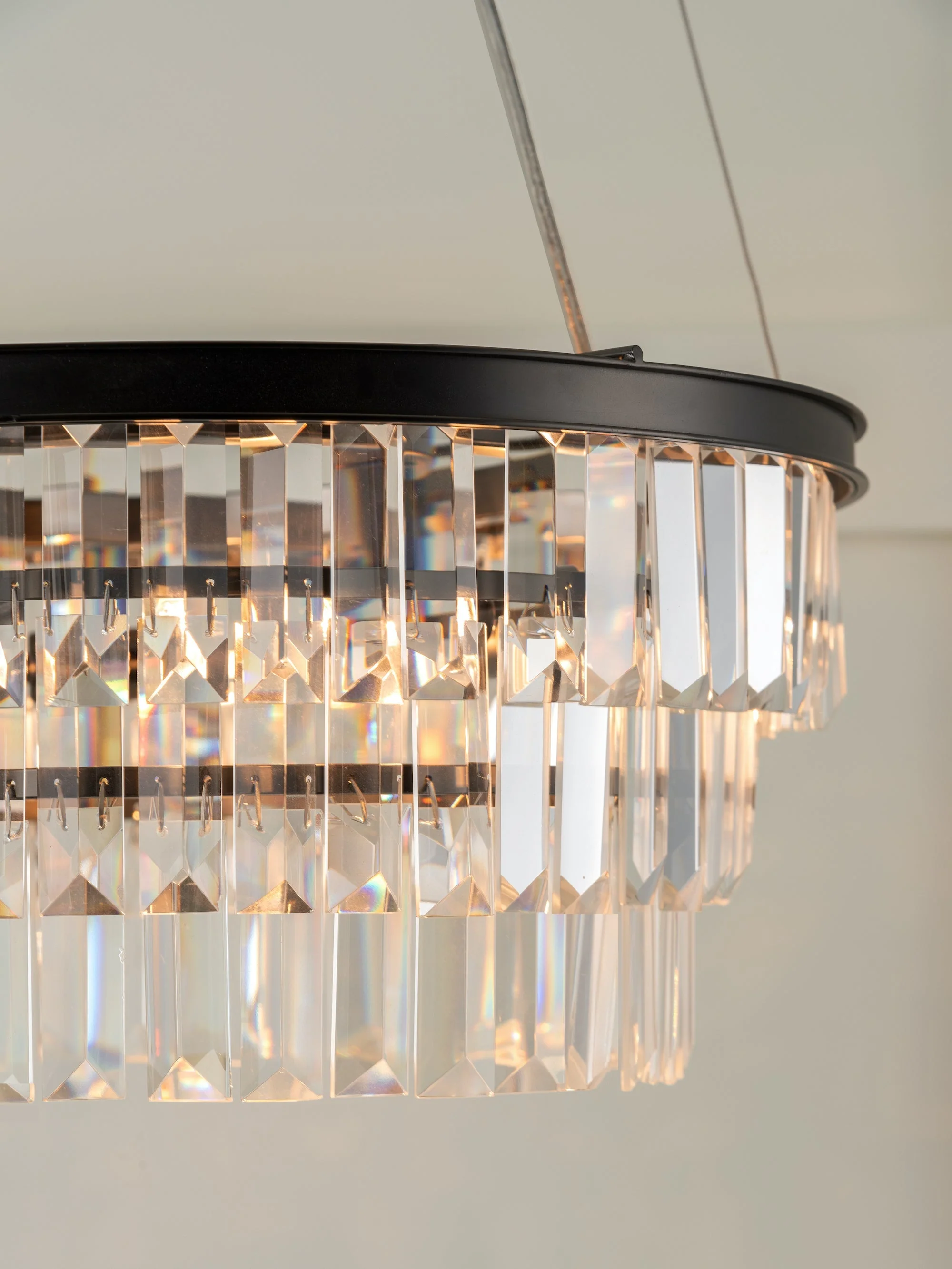 Alila - 5 light graphite silver tiered crystal glass chandelier