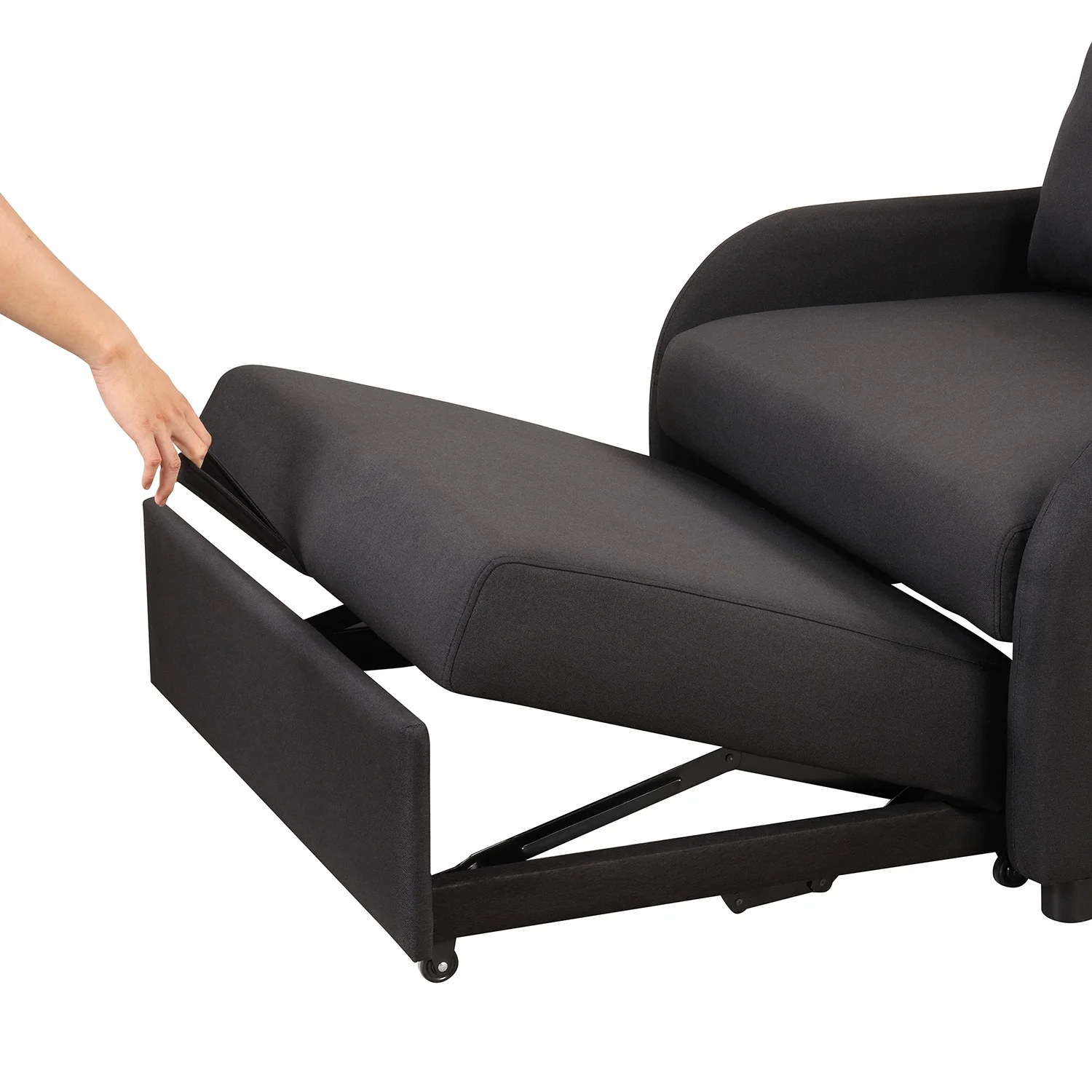 Churanty Sofa Bed Chair 3 in 1 Convertible Lounger Sleeper Single Recliner for Small Space with Adjustable Backrest,2 Wing Table Side Pocket and USB Charge,Black
