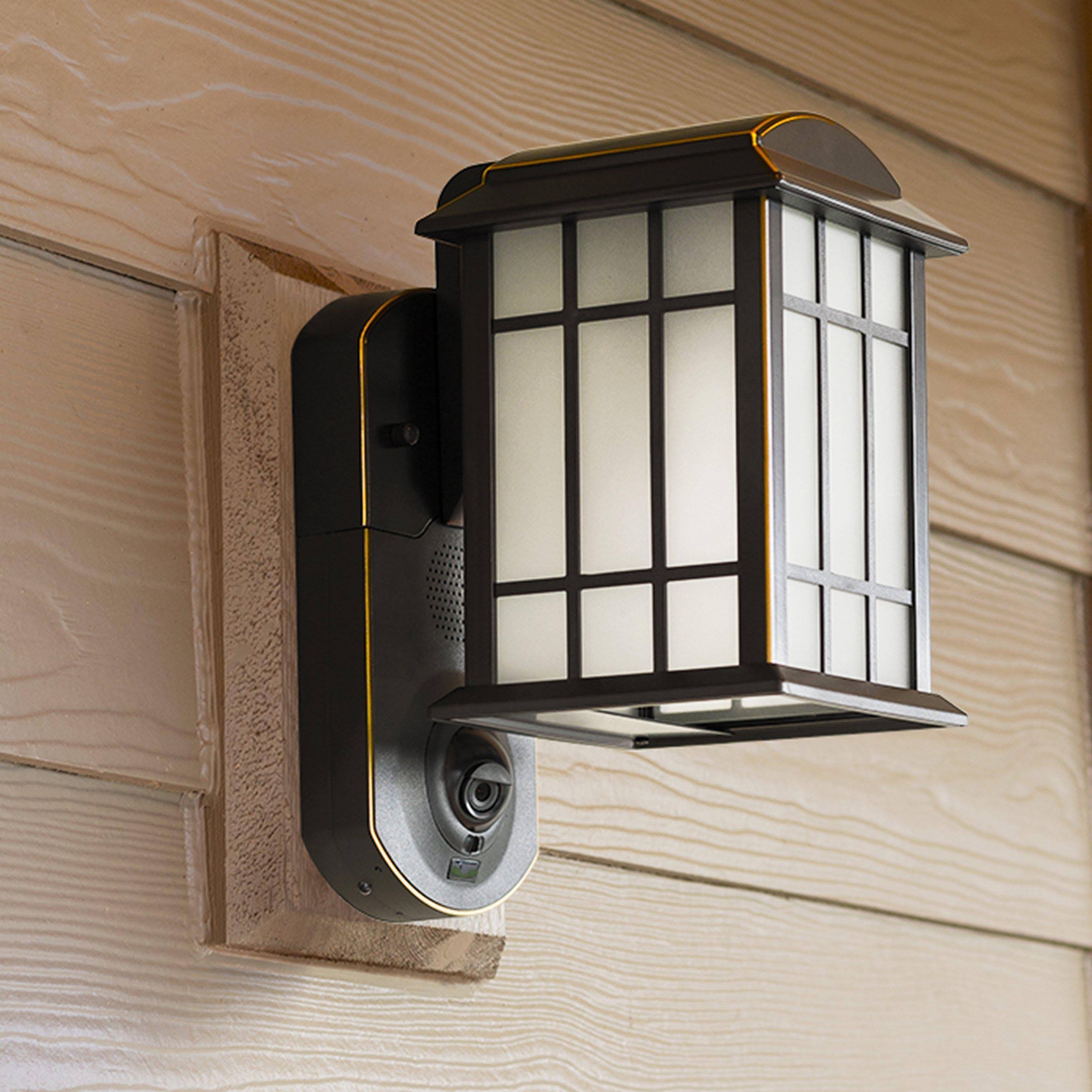 Maximus Camera Porch Light, HD Camera with Siren Alarm, Smart Motion Detection - Bronze