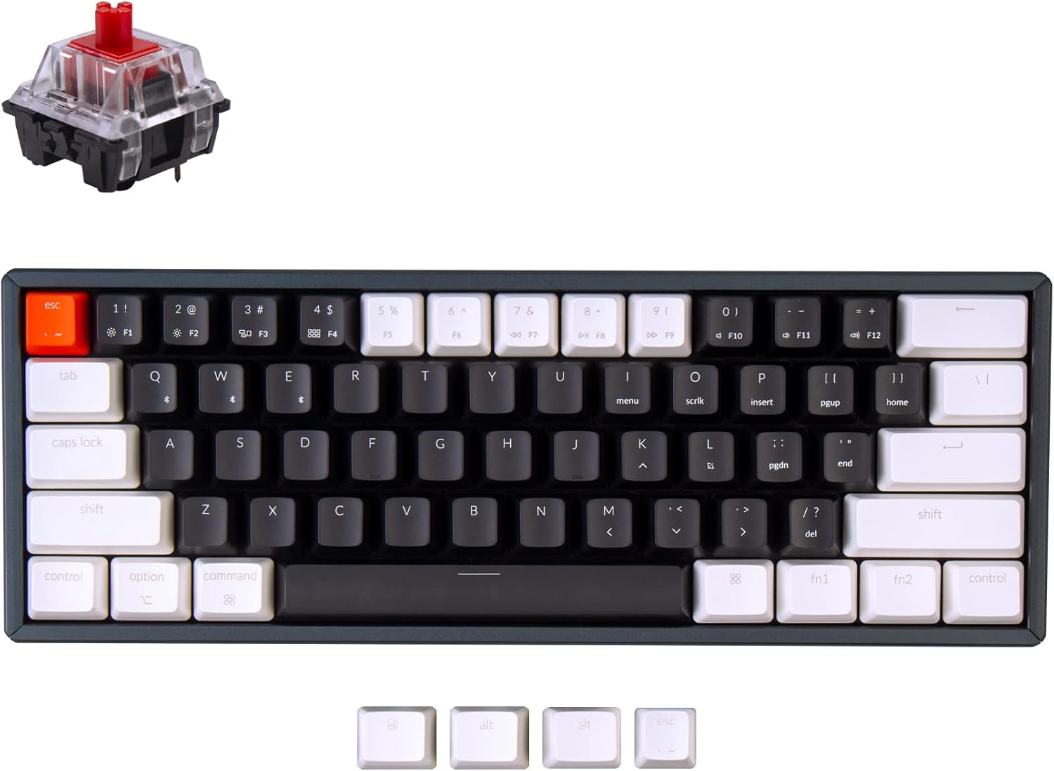 Keychron K12 60% Layout Hot-swappable Bluetooth Wireless/USB Wired Mechanical Gaming Keyboard with Keychron Mechanical Brown Switch Aluminum Frame, Compact 61-Key Computer Keyboard for Mac Windows