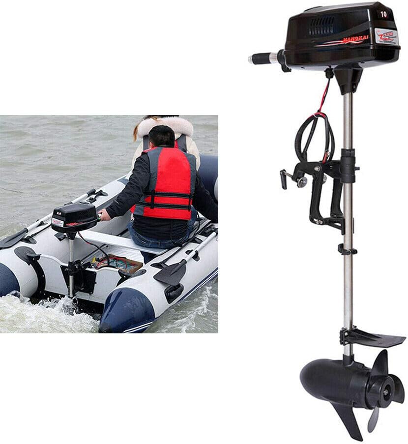 10HP Electric Outboard Motor Brushless Boat Engine Tiller Control Heavy Duty Outboard Trolling Motor 60V 2200W Fishing Boat Engine for Kayak Fishing Boat Canoe Trolling Propeller