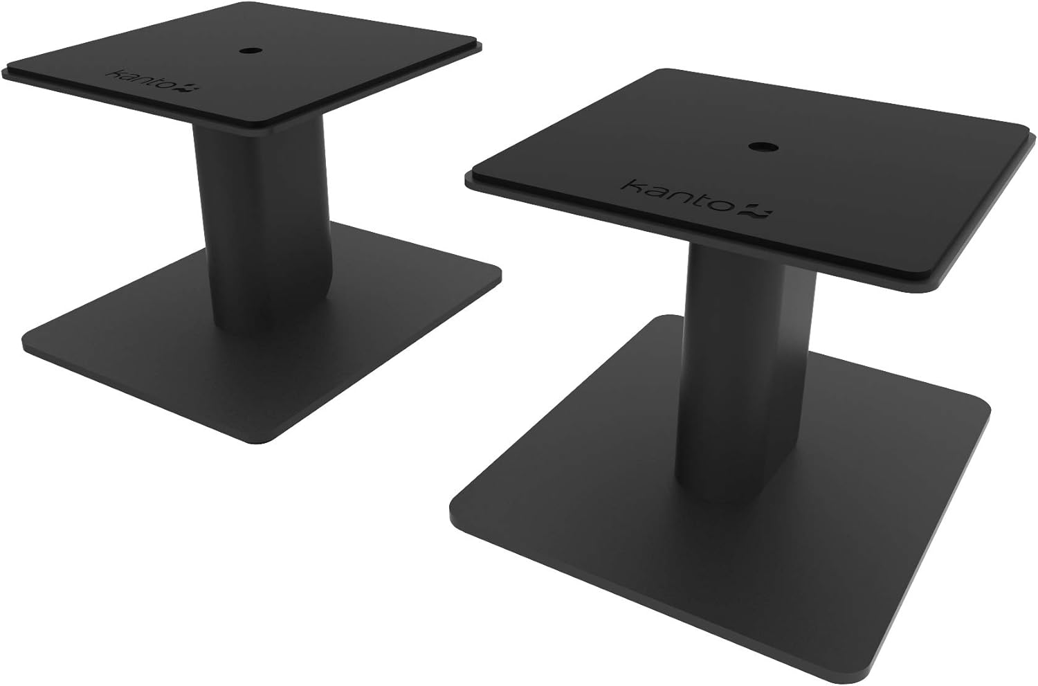 Kanto SP6HD 6 Desktop Speaker Stands | Designed for 4 to 7 Desktop and Bookshelf Speakers | Heavy Steel with Foam Padding | 30° Rotating Top Plate | Hidden Cable Design | Black | Pair