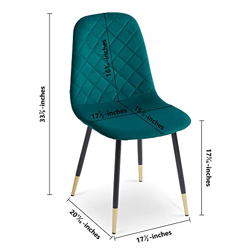 NicBex Modern Dining Chairs for Living Room,Set of 4,Velvet Tufted Accent Chairs with Golden Color Metal Legs,Green
