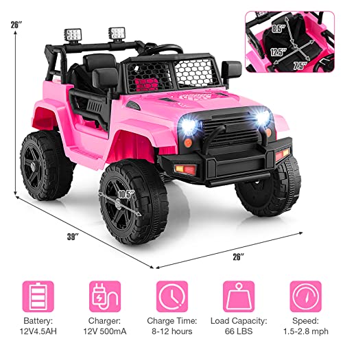 HONEY JOY Ride on Truck, 12V Licensed Toyota FJ Electric Car for Kids, Shock Suspension, LED Lights & Music, Battery Powered Kids Car to Drive, Ride On Car with Remote Control, Camouflage