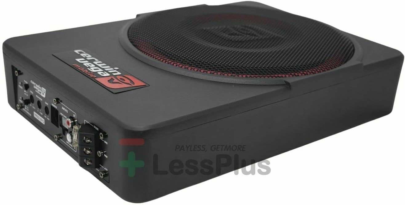 Cerwin Vega VPAS10V2 10" 550W Max / 200W RMS Low Profile Active Powered Subwoofer with Built in Amplifier Module for Working with All Vehicles