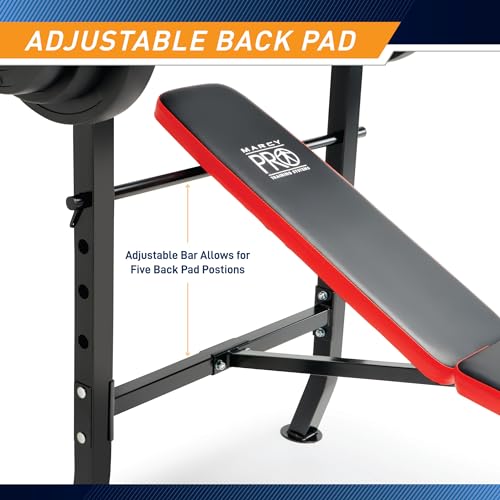 Marcy Standard Weight Bench with 80lbs to 100 lbs Vinyl-Coated Weight Set for Strength Training, Weight Lifting for Personal Home Gym