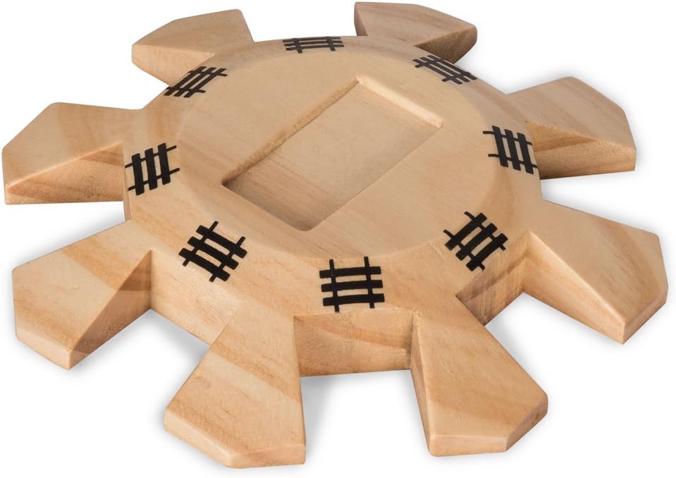 Yellow Mountain Imports Mexican Train Complete Set with Double 12 Dominoes (Pips/Dots), Wooden Hub, Die Cast Train Markers, and Scorepad
