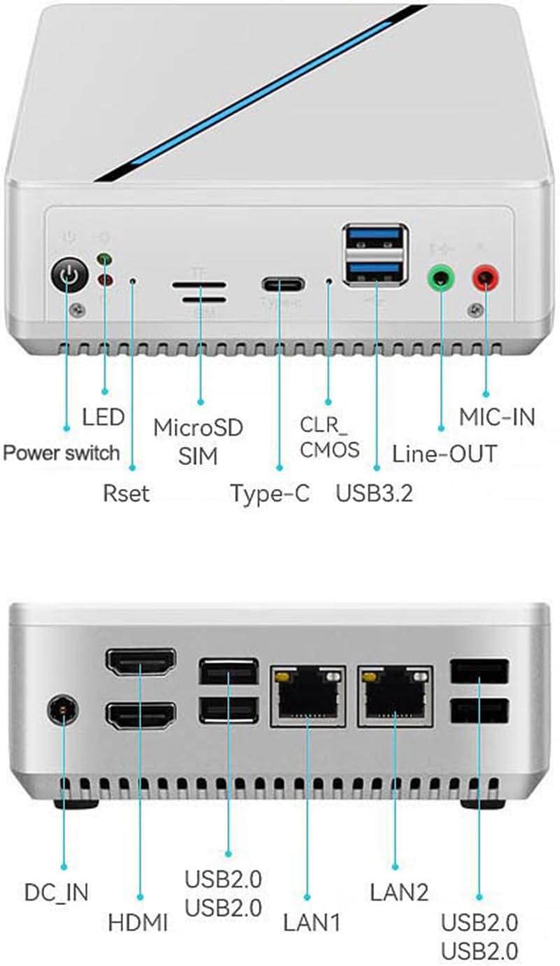 Mini PC Mini Desktop Compute Intel 12th Gen Alder Lake N100 (up to 3.4GHz) mini desktop 16GB DDR5 RAM 500GB SATA3 M.2 SSD 4K Dual Display/2*HDMI/WiFi 6/BT5.2/Dual Gigabit Port for Business Home Office
