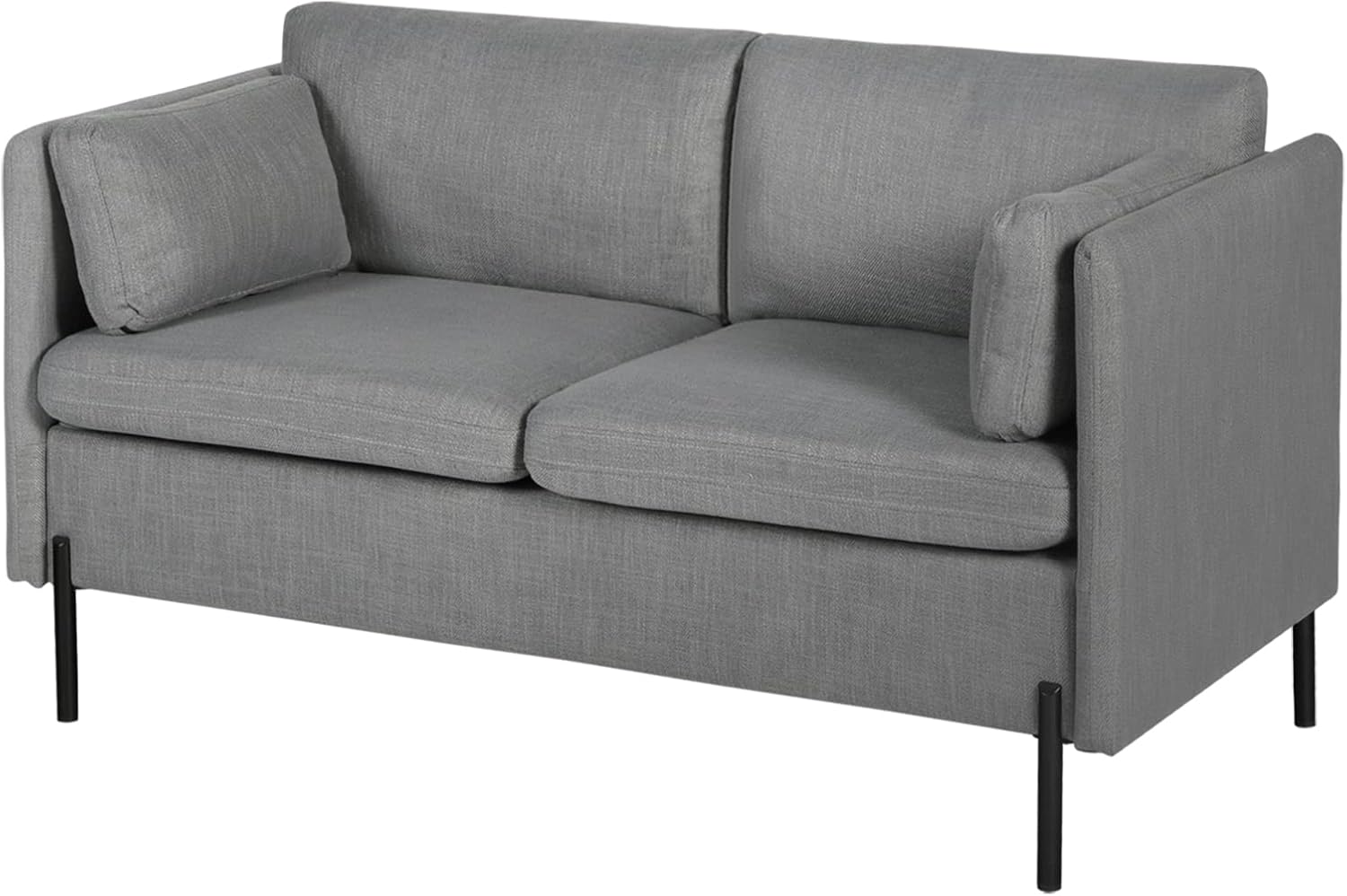 3 PCS Living Room Sofa Set, Modern Upholstered Armchair Loveseat Couches w/Rectangle Pillows, Including 3-Seater Sofa, Loveseat and Sofa Chair, Sectional Sofa Set for Office, Bedroom, Apartment Grey