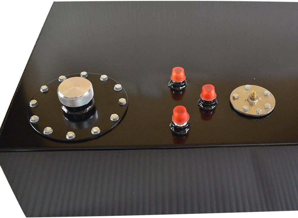 Autoforever 17 Gallon 65L Top Feed Fuel Cell Universal Aluminum Polished Racing Street Drifting Fuel Cell Gas Tank with Level Sensor and Quick Release Fuel Cap Black