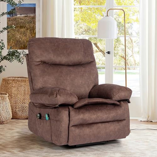 Modern Flannel Electric Power Lift Chair, Recliner Massage Chair, Adjustable Furniture for Back, Legs w/ 3 Positions, USB Port, Heat