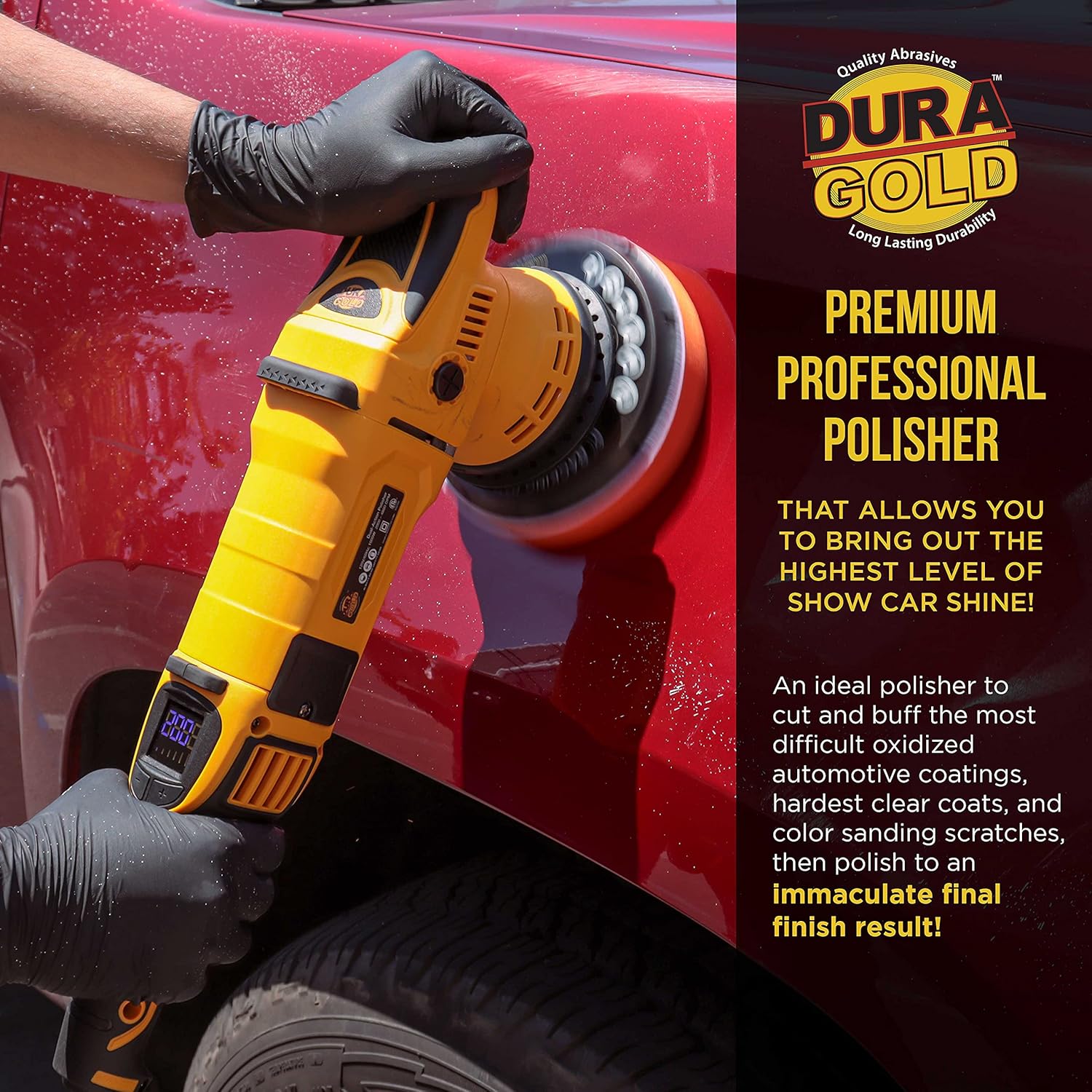 Dura-Gold Heavy Duty 6" Long-Throw Random Orbit Dual-Action Polisher Buffer Sander with Buffing & Polishing 8 Pad Kit, Variable Speed, LED OPM Display, High-Performance, 1000 Watts, Car Auto Detailing