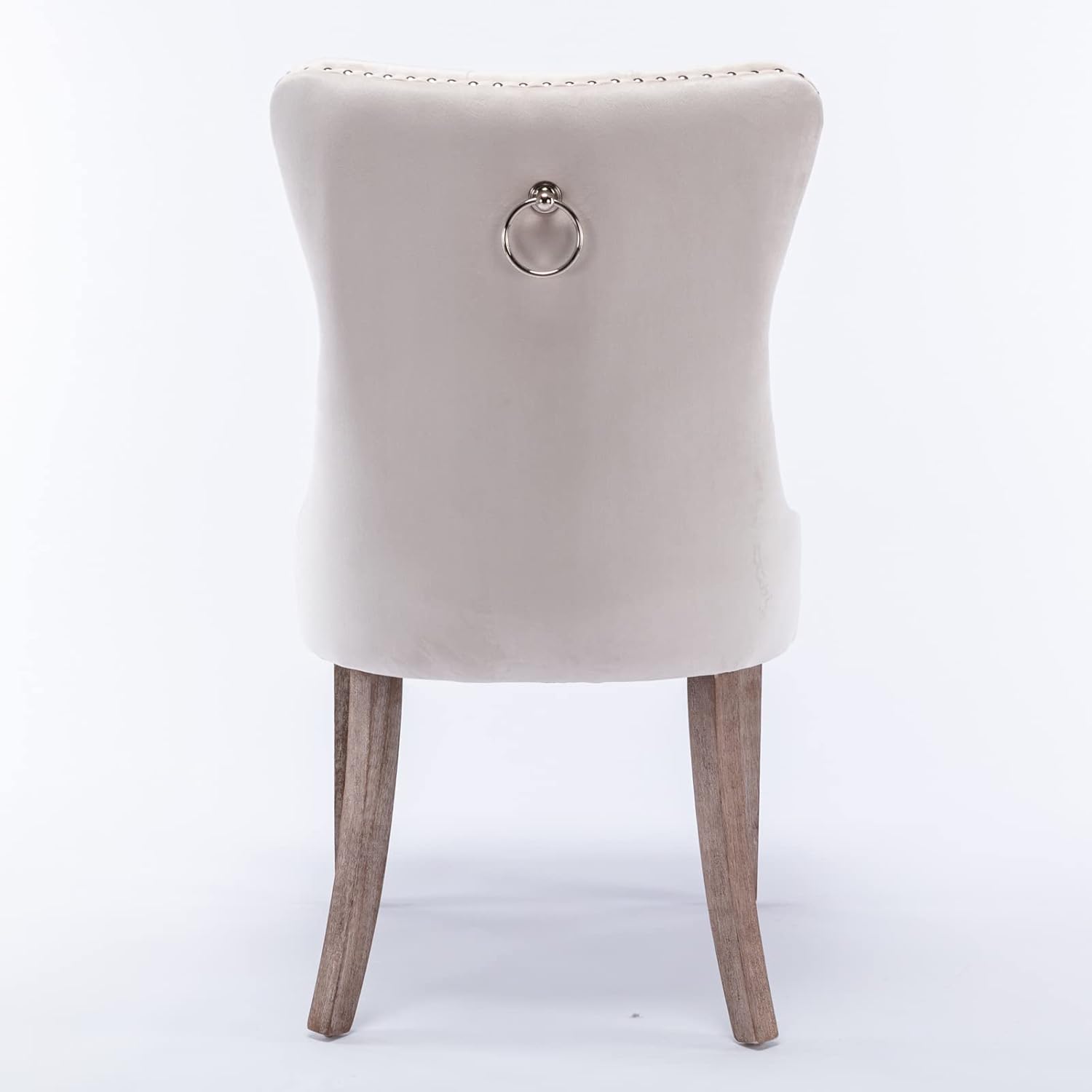 High-end Tufted Solid Wood Velvet Upholstered Dining Chair with Wood Legs and Nailhead Trim, 2-Pcs Set, Beige