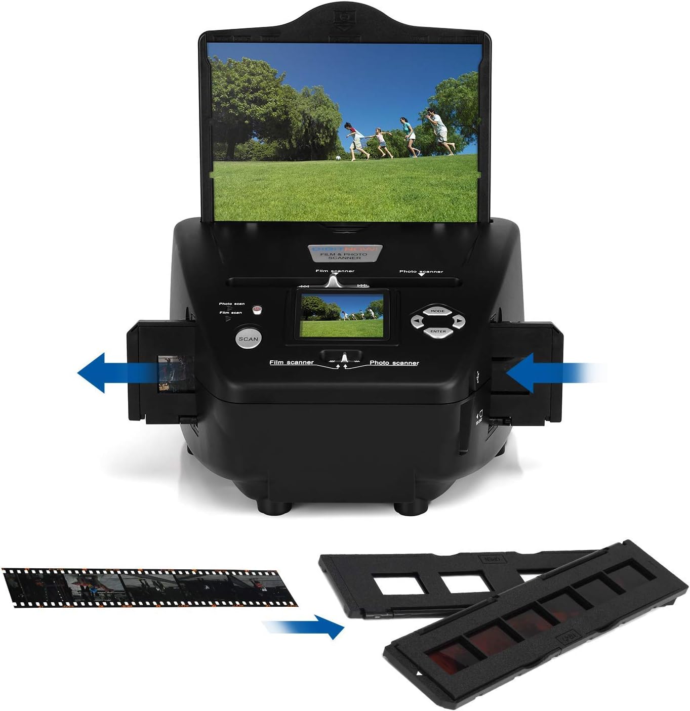 DIGITNOW All-in-One High Resolution 16MP Film Scanner, with 2.4" LCD Screen Converts 35mm/135slides&Negatives Film Scanner Photo, Name Card (Black)