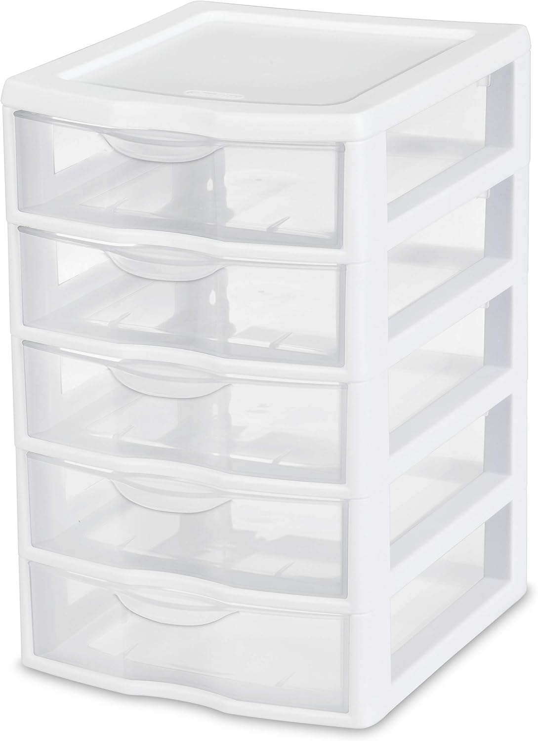 Sterilite 20758004 Small 5 Drawer Unit, White Frame with Clear Drawers, 4-Pack Pack of 2
