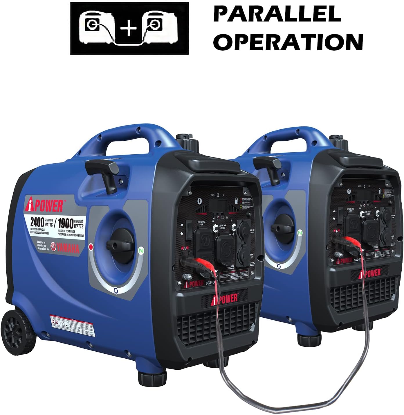 A-iPower Portable Inverter Generator, 2400W Ultra-Quiet Powered By Yamaha Engine RV Ready, EPA & CARB Compliant, Ultra Lightweight For Backup Home Use, Tailgating & Camping (SC2400iP)