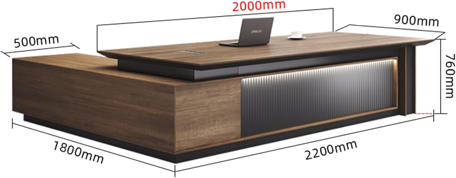 L Shaped Executive Standing Desk with Drawer File Cabinet, Height Adjustable Stand Up Desk for Home Office, Computer Desk with Storage Cabinets ()