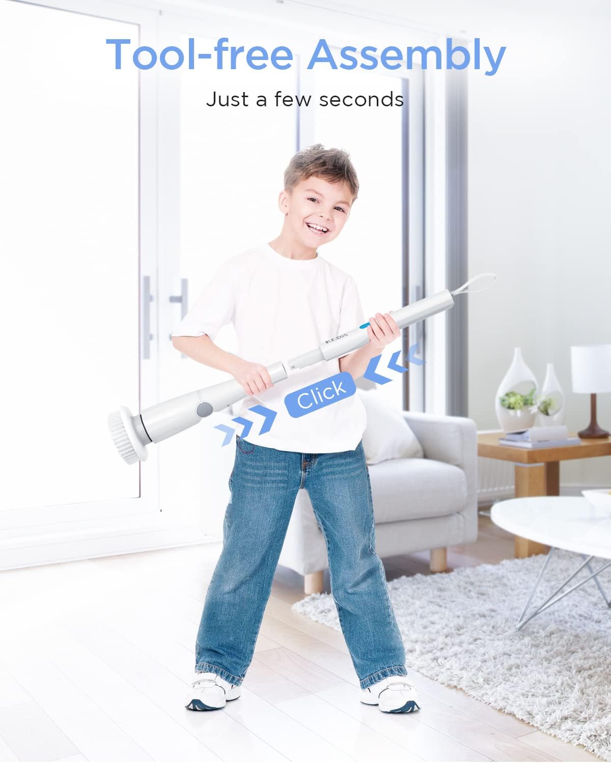 KGDJS Electric Spin Scrubber, 360 Cordless Shower Scrubber, Electric Spin Cleaner with 4 Replaceable Shower Cleaning Brush Heads and 1 Extension Arm for Tub, Tile, Kitchen, Bathroom Pack of 2