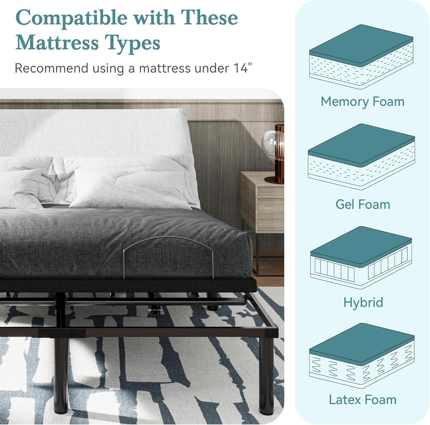 HOOMIC Queen Electric Adjustable Bed Base Frame
