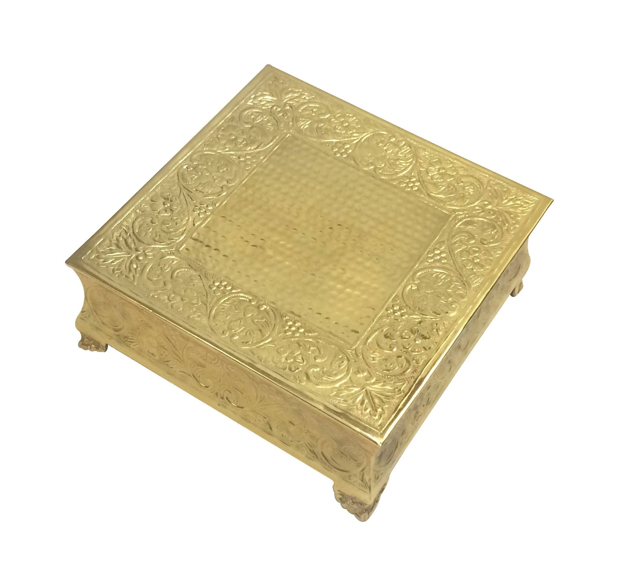GiftBay Gold Wedding Cake Stand Square 18x22 Aluminum Metal