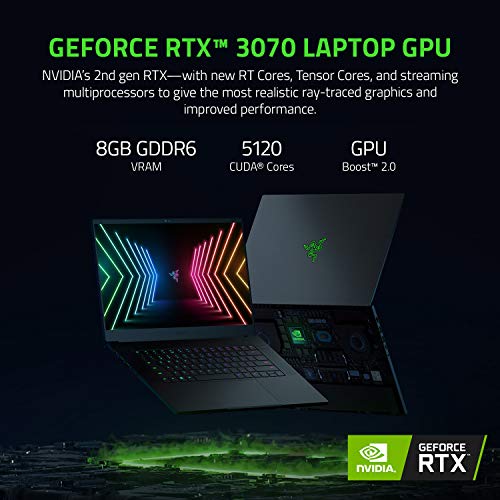 Razer Blade 15 Gaming Laptop: NVIDIA GeForce RTX 3070-10th Gen Intel 8-Core i7 CPU - 15.6” QHD 240Hz - 16GB RAM - 1TB SSD - CNC Aluminum - Chroma RGB - THX Spatial Audio - Thunderbolt 3