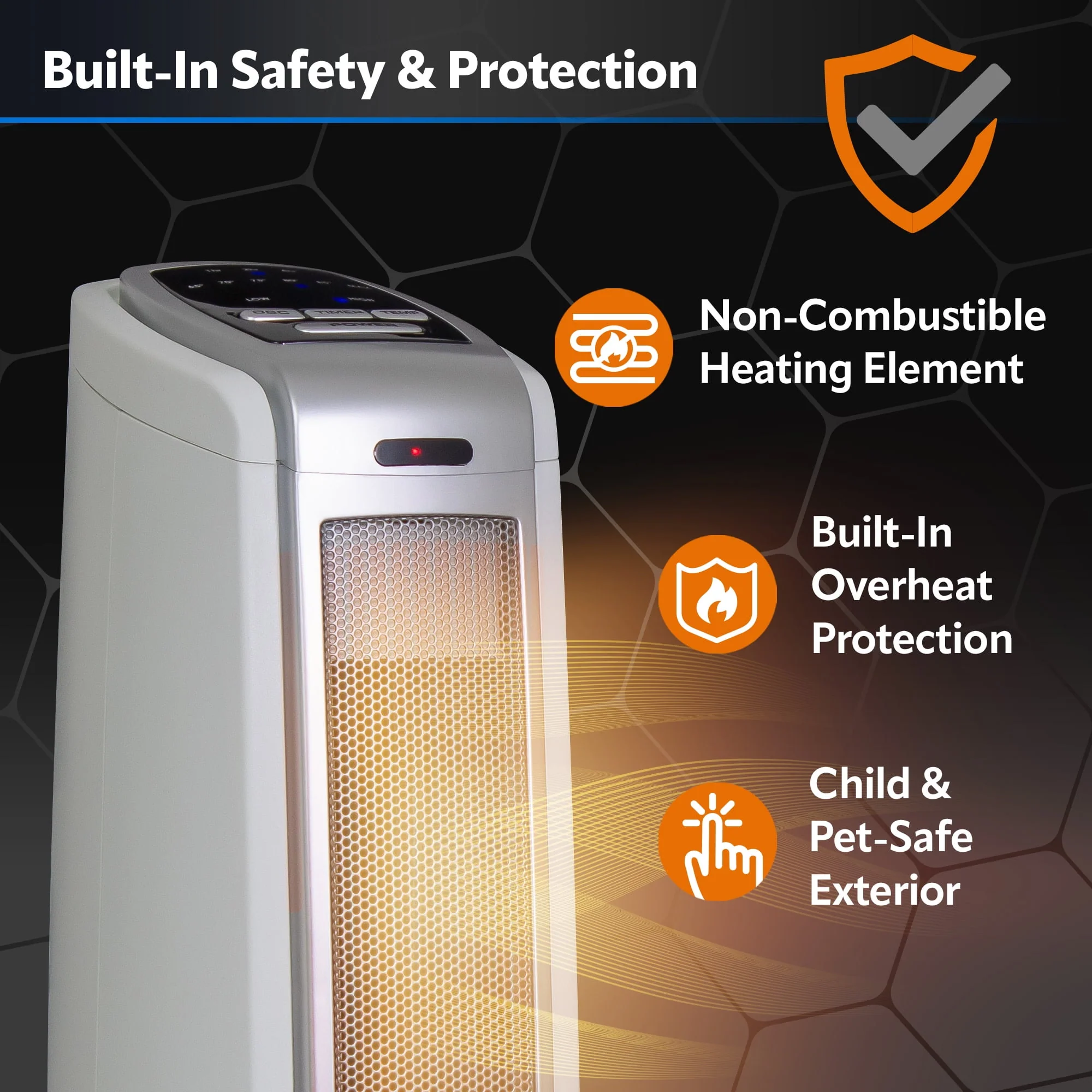 Lasko 22.5 1500W Electric Oscillating Ceramic Tower Space Heater with Remote, Black, 5790, New