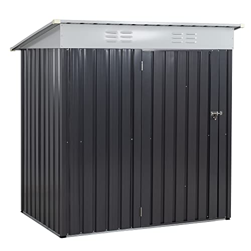 Shintenchi 6X4 FT Outdoor Storage Shed,Waterproof Metal Garden Sheds with Lockable Double Door,Weather Resistant Steel Tool Storage House Shed for Yard,Garden,Patio,Lawn,Grey