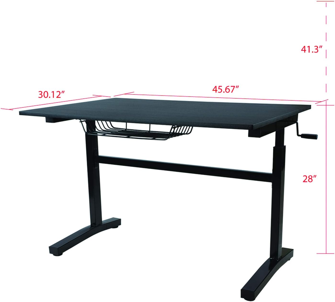 Atlantic Crank Adjustable Height Desk - Sit or Stand at This Large Workspace, Heavy Gauge Steel Frame in Black