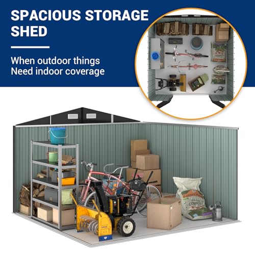 UDPATIO Outdoor Storage Shed 6 x 6 FT, Resin Garden Sheds with Floor Plastic Patio Outdoor Storage Shed with Lockable Door for Tool, Bike, Garbage Gray White