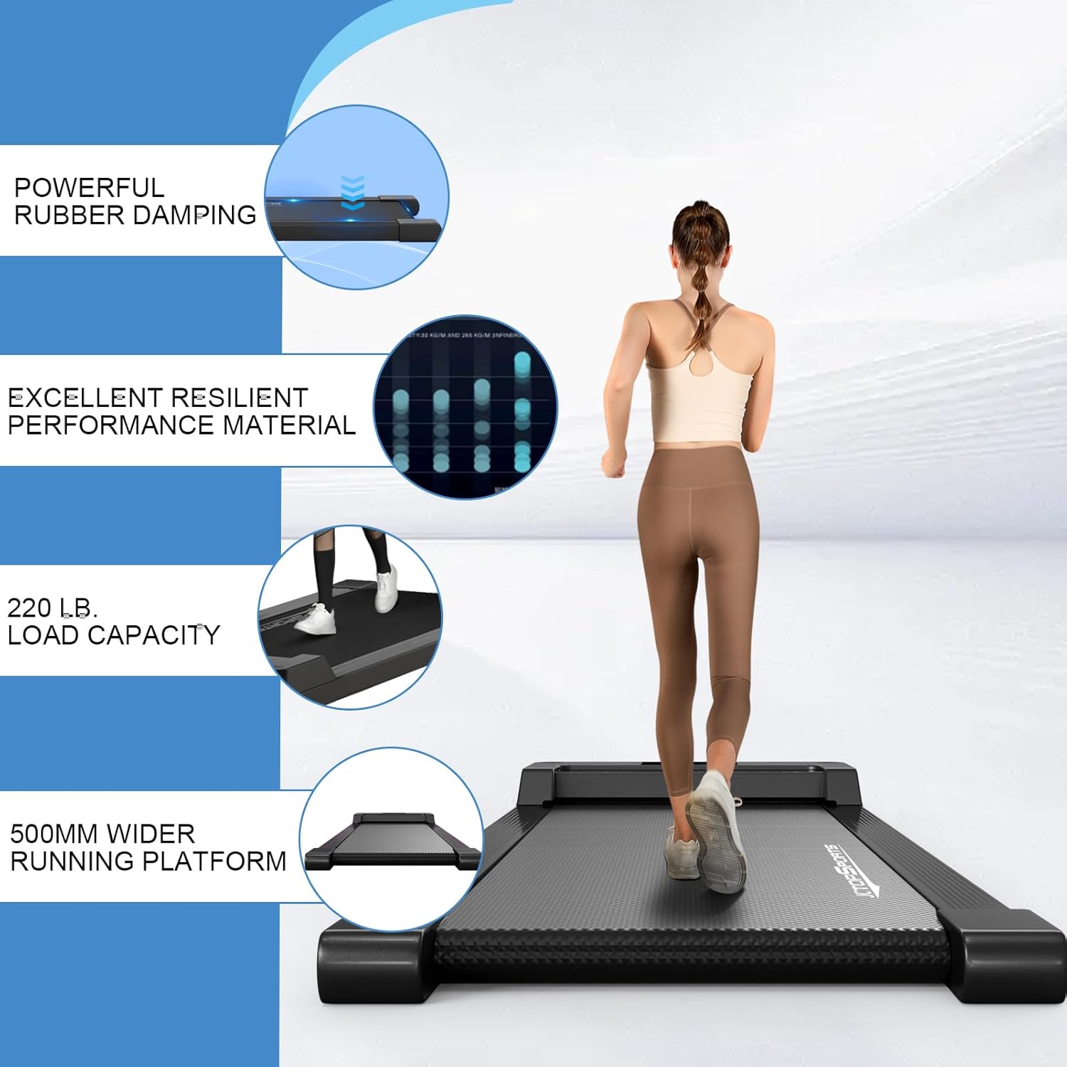 2 in 1 Portable Home Walking Pad, 2.5HP Office Under Desk Treadmill, Remote Control Walking Pad Treadmill Max Speed 3.8 MPH, Max Weight 300 lbs, Compact Treadmill with LED Display
