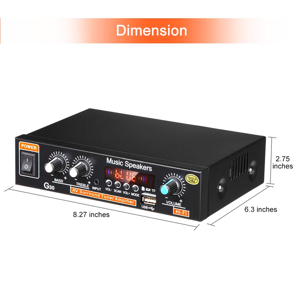 Amplifier Home Audio,Bluetooth Stereo receivers ARCHEER 2 x 45W Mini Hi-Fi Amplifier Dual Channel Mixer Sound Stereo with Bass and Treble Control for Home Theater PA Car Tablet PC, Studio Use Pack of 2