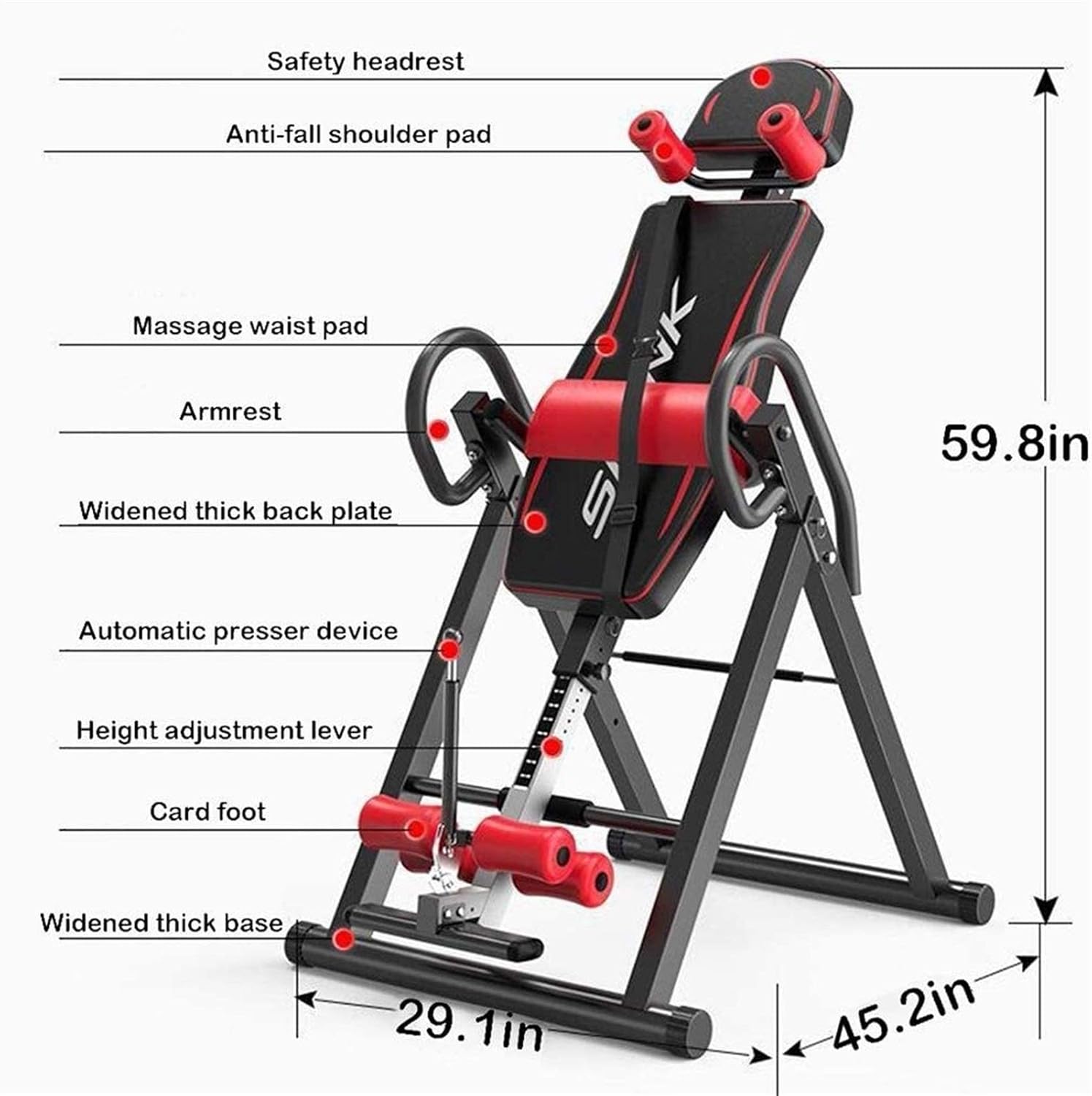 Inversion Table,Bench Press Frame Family,Home Inverted Machine,Fitness Yoga Chair Ideal for Exercise Headrest,Shoulder Back,Inverted Chair