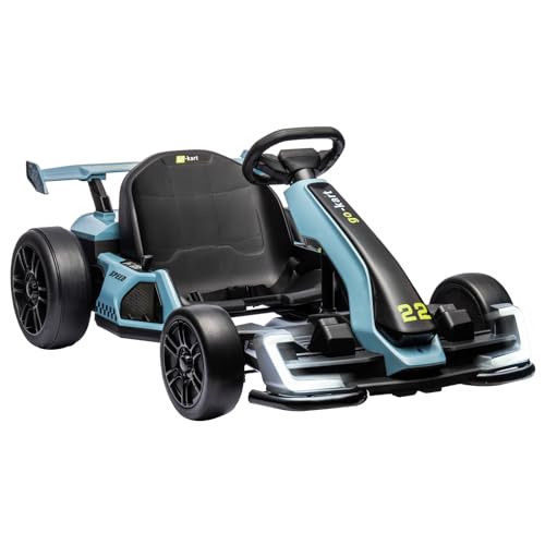 24V Electric Go Kart,300W Powerful Drift Kart for Kids, Electric Pedal Kart,with 300W Strong Motor, Drift/Sport Mode, Big Battery, Eva Tire,Length Adjustmen for Outdoor Racing Toy-White