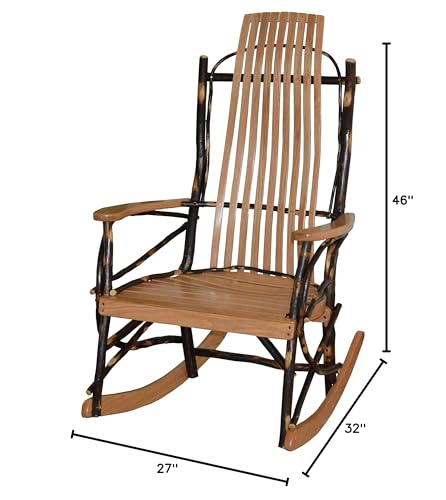 Amish-Made Large 9-Slat Rustic Hickory Rocking Chair