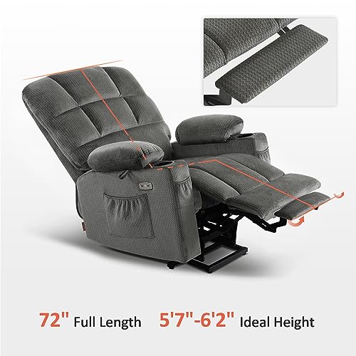 MCombo Large Dual Motor Power Lift Recliner Chair for Elderly, Massage and Heat, Lay Flat, Zero Gravity, Home Button, USB Port, Fabric 7680 (Large, Beige)