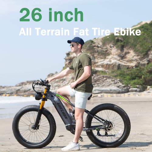 1000W/2000W Daul Motor Adults Electric Bike, 120Miles & 48V 30Ah LG Cell Battery, 26''x4.0 Inch Fat Tire Ebike, 30MPH Dual Hydraulic Disc Brakes Full Suspension, Mountain Ebikes for Men Women