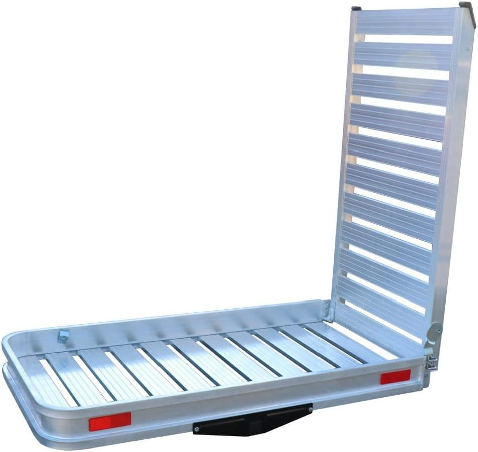 Hitch Mounted Aluminum Carrier with Ramp for Mobility Wheelchairs and Scooters