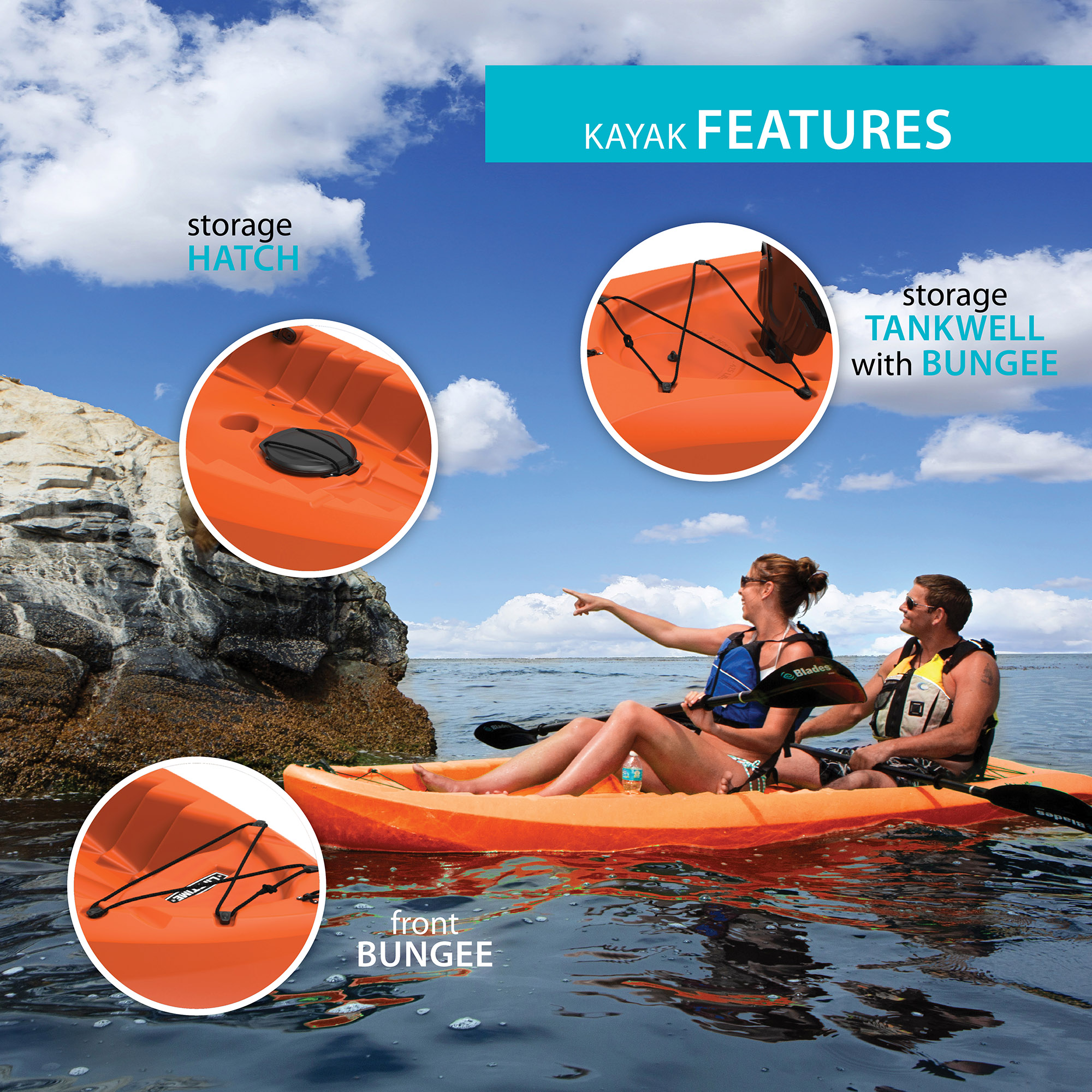 Lifetime Kokanee 10.5 ft Tandem Kayak, Orange (91044)