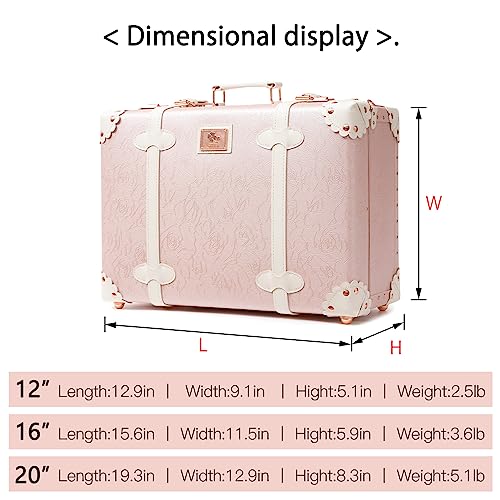 urecity Vintage and Cute Carry-on Overnight Case Non-wheeled Mini Leather Trunk Suitcase with Shoulder Strap
