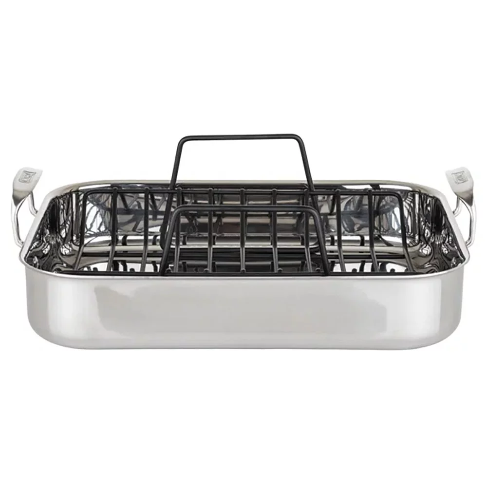 Viking 3-Ply Stainless Roasting Pan w/ Rack & Thermometer Set
