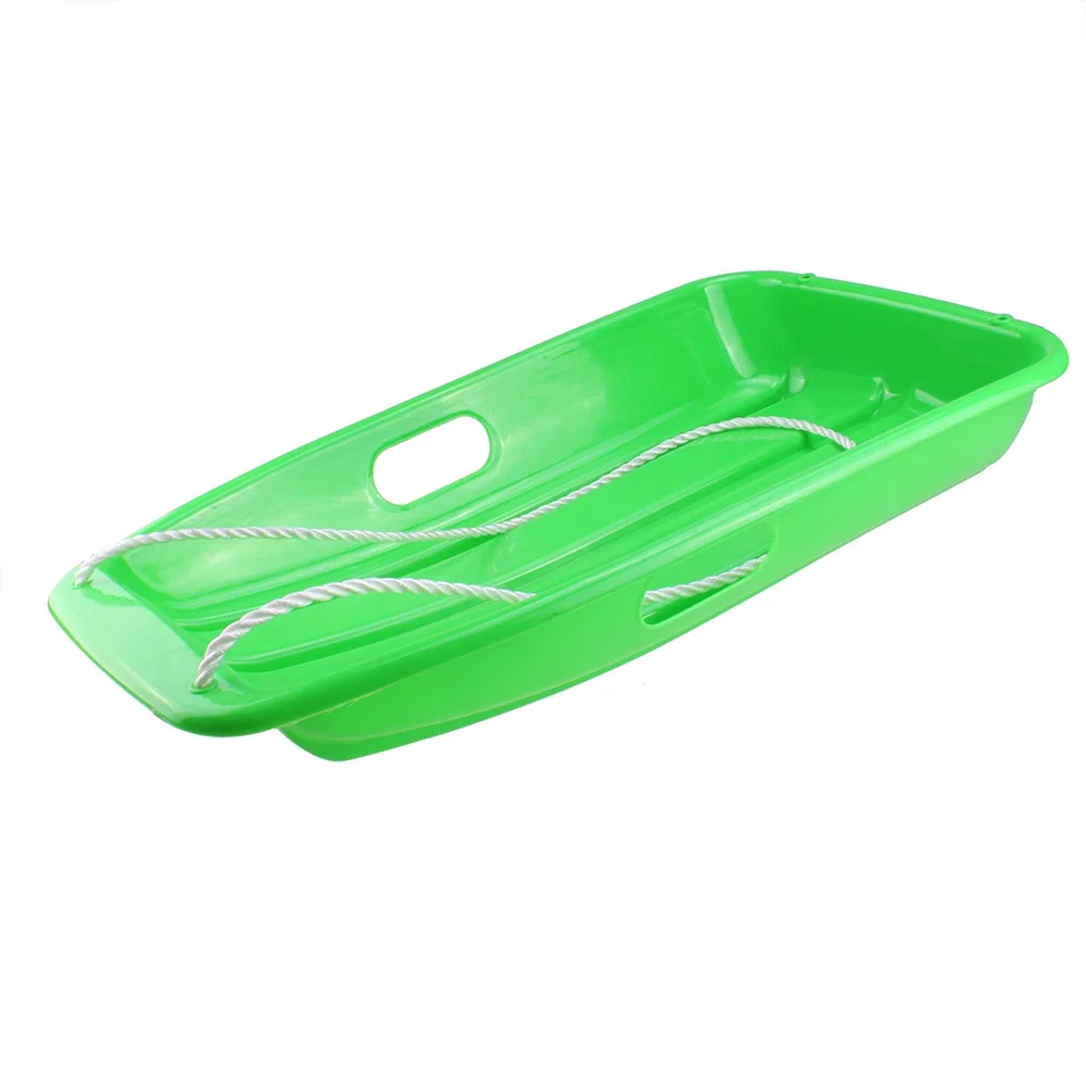 IMAGE Winter Durable Plastic Snow Sled in Boat Shape Snow Sledge for Kids and adult Outdoor Snow Seats , 25.6*14.2*4.3 inch inch Green Color