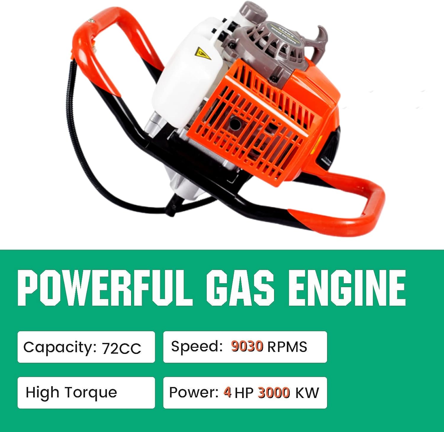 DC HOUSE 63CC Gas Powered Auger Post Hole Digger Heavy Duty Earth Digger Engine with 12 Inch Earth Auger Drill Bit (Digger + 12" Bit),Multiple Package