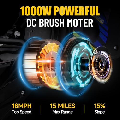 KOOZ HP112E 36V 1000W Electric Dirt Bike for Kids, 3 Speed Modes Teen Electric Motorcycle Up to 18 MPH & 15 Miles Long-Range, Dual Suspension & Disc Brake, 16" Sturdy Tire for Kids Teenagers, Orange
