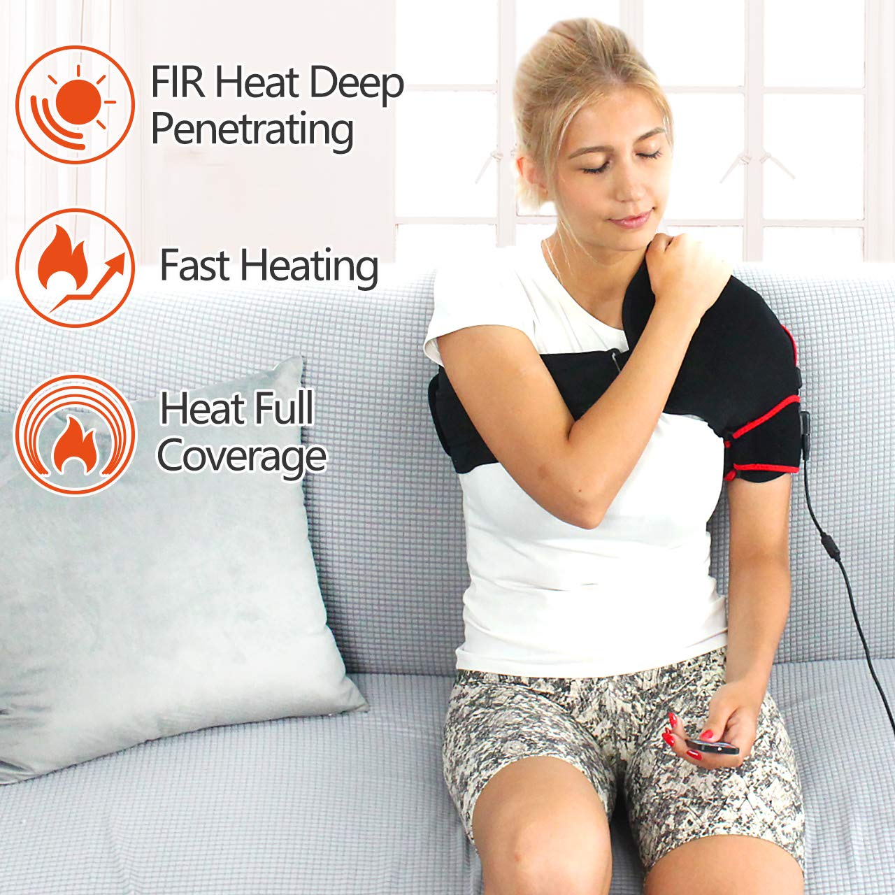 CHEROO Shoulder Heating Pad with Vibration Massager, Auto Shut Off Heated Brace Wrap Support for Rotator Cuff Joint Tendon Injury Arthritis Pain Relief