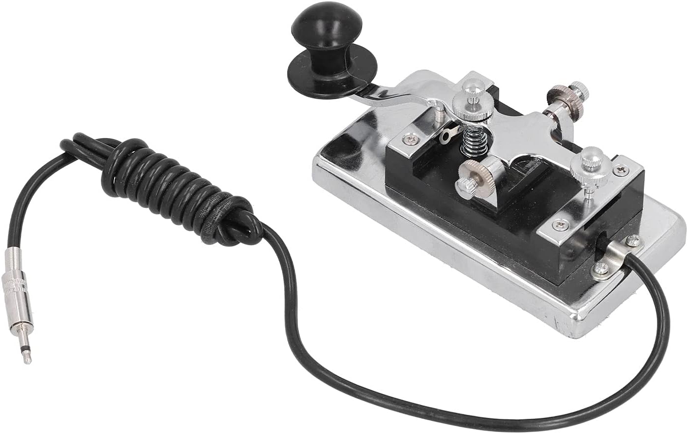 Morse Key Eujgoov HY-K4 Stainless Steel CW Telegraph Key DIY Telegraphing Key for Shortwave Radio Communication Teaching